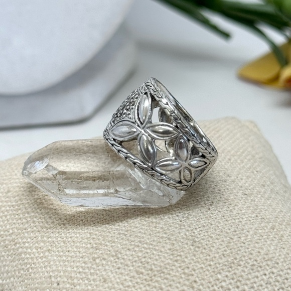 John Hardy Diamond Kawung Wide Band Ring .925 - Picture 3 of 9